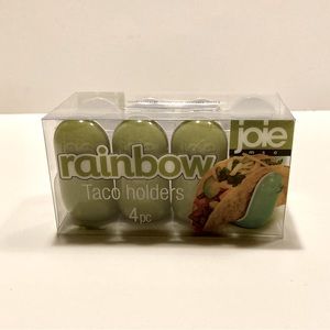 4 TACO 🌮 HOLDER SET BY JOIE GREEN WITH WHITE INTERIOR NWT
